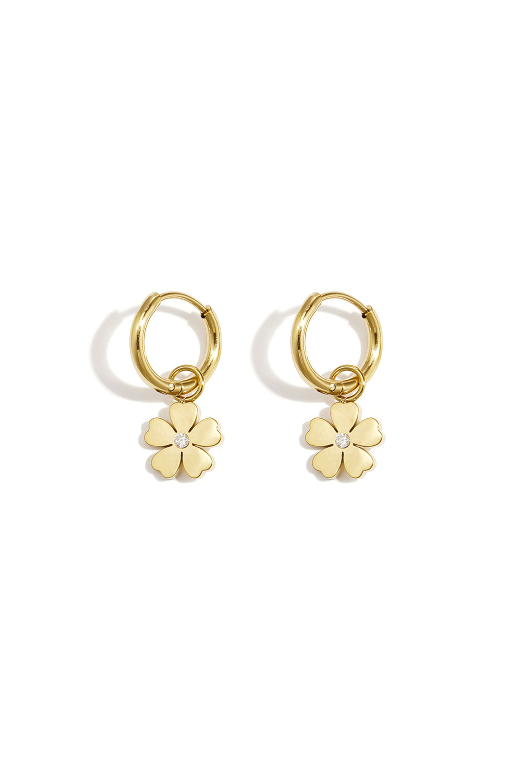 Roestvrijstalen hangende oorbellen met bloemmotief, eenvoudige dagelijkse sieraden uit de Simple-serie voor dames.