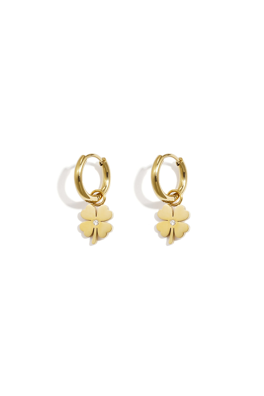 Roestvrijstalen hangende oorbellen met klavertje vier, eenvoudige dagelijkse sieraden uit de Simple-serie voor dames.
